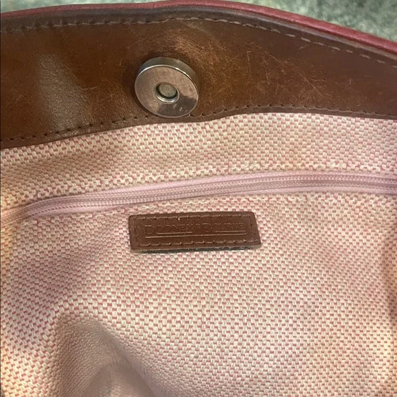 Dooney & Bourke Red Pebbled Leather Hobo with Braided Handle & Diagonal Zips Y2K - Picture 10 of 12